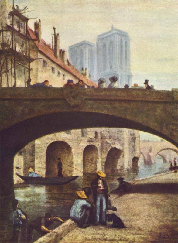 Honore Daumier Der Kunstler vor Notre Dame Norge oil painting art